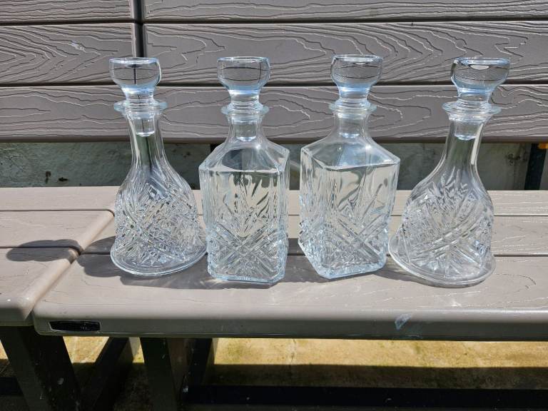 Set of 4 Cut Glass Decanters