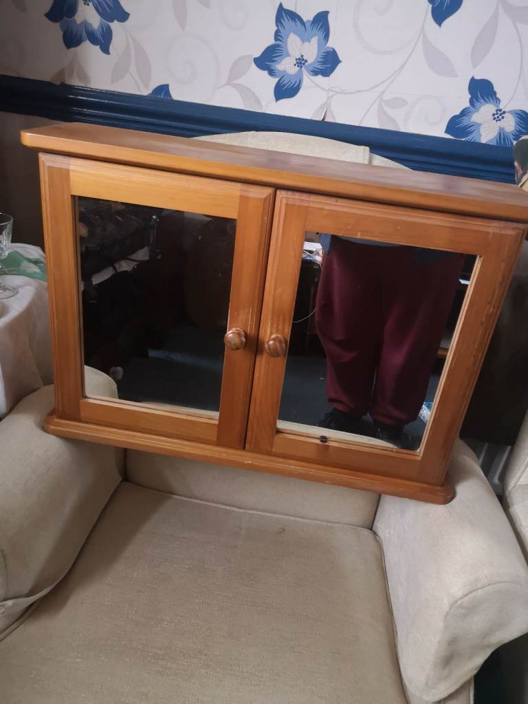 mirrored two door bathroom cabinet