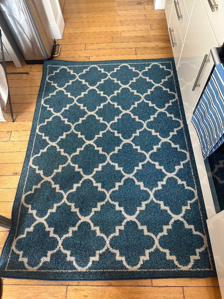 Blue Moroccan Trellis Area Rug/Carpet – Very Good Condition