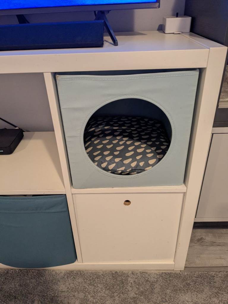 Ikea cat box with cushion for kallax unit
