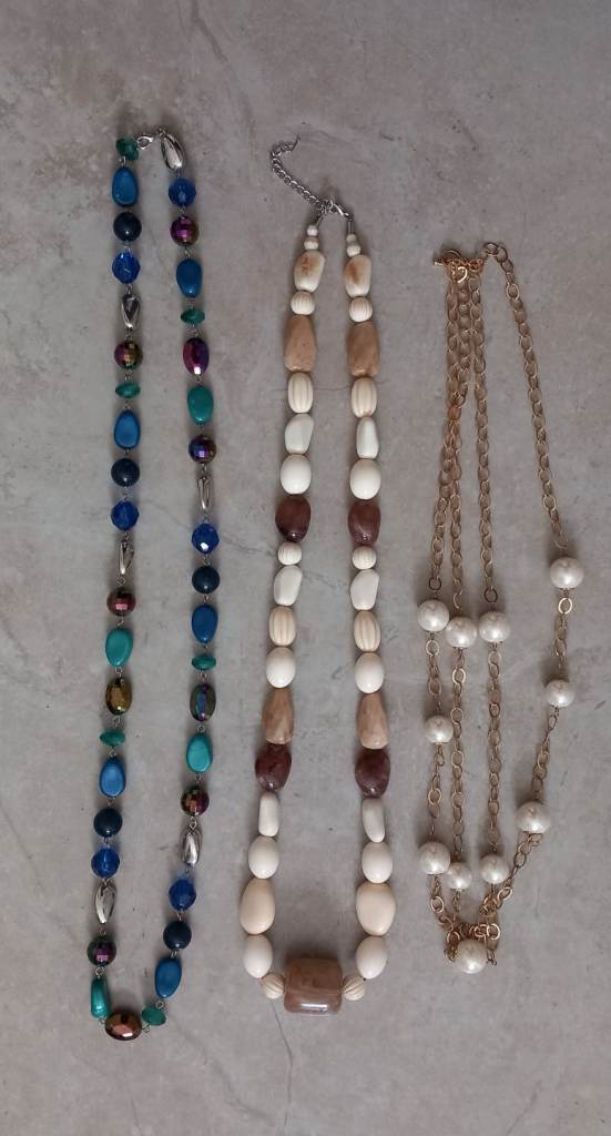 3 Necklaces. 34",30",28" approx. £1 each. 