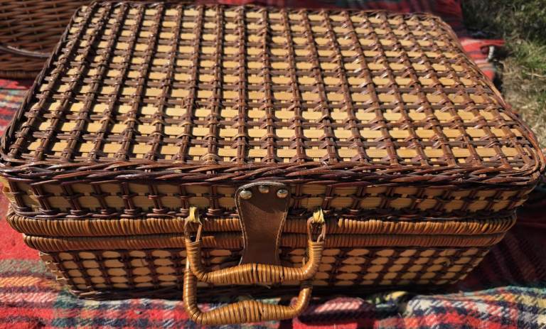 Wicker Picnic Basket with plates and cutlery