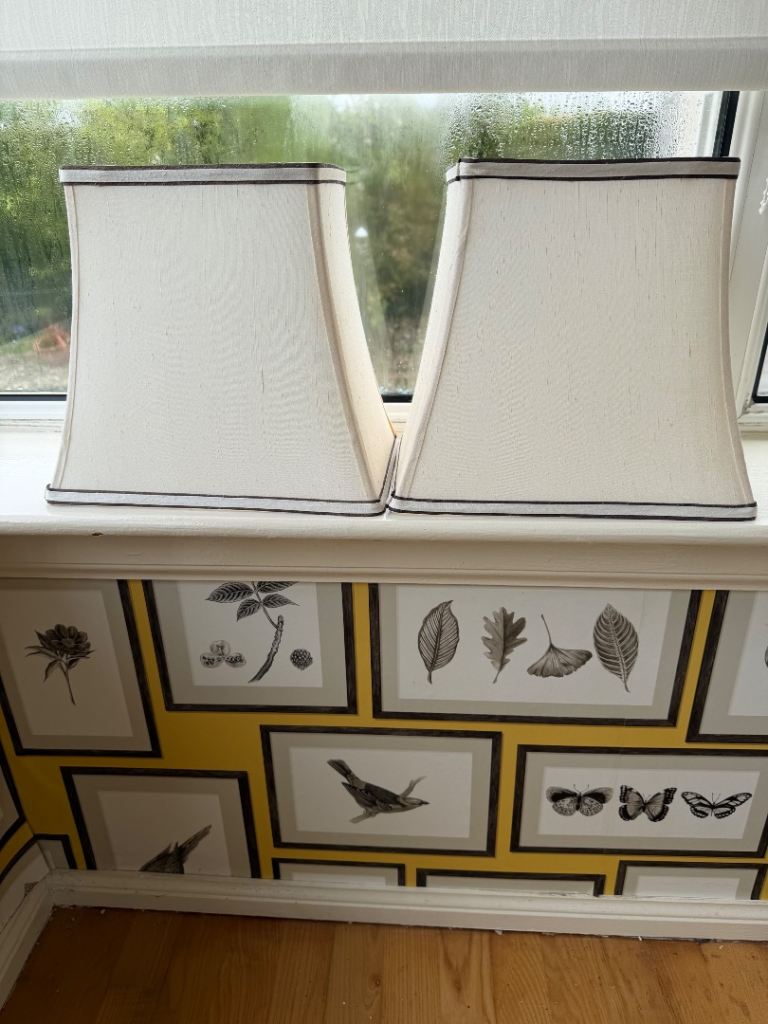 Pair of Cream Silk Lampshades 