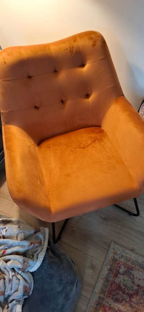Orange velvet chair
