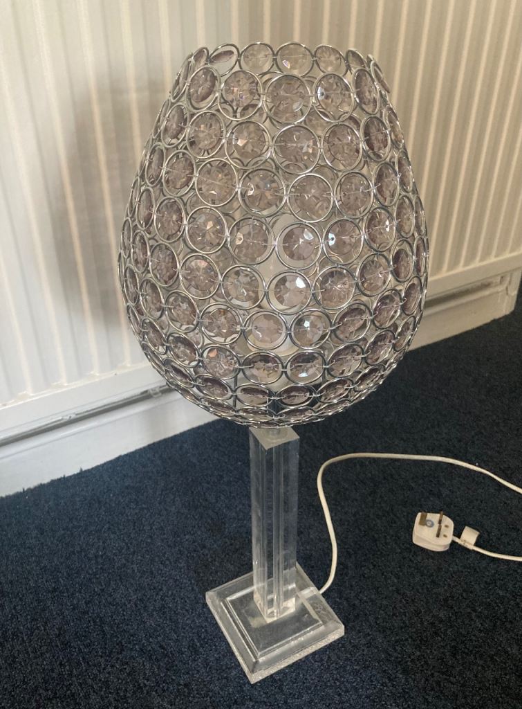 Wine Glass Lamp with Crystal Shade