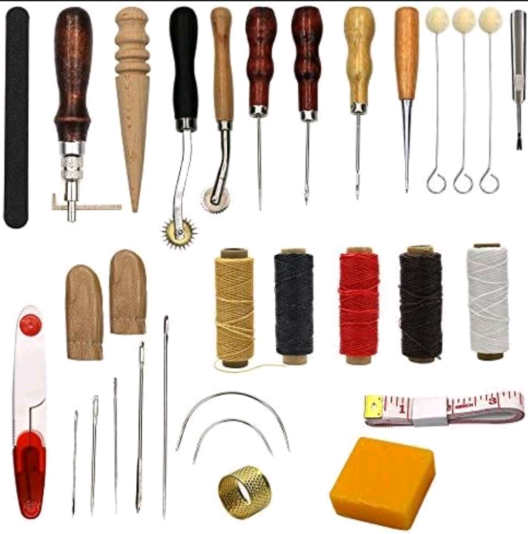 25 Pieces Sewing Supplies Accessories Tools, Leather Craft Hand Stitch