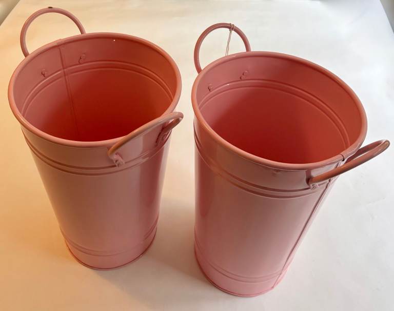 Pair of Pink Enamel Vases by Laura Ashley Home - 43cm tall approx - New w/tags