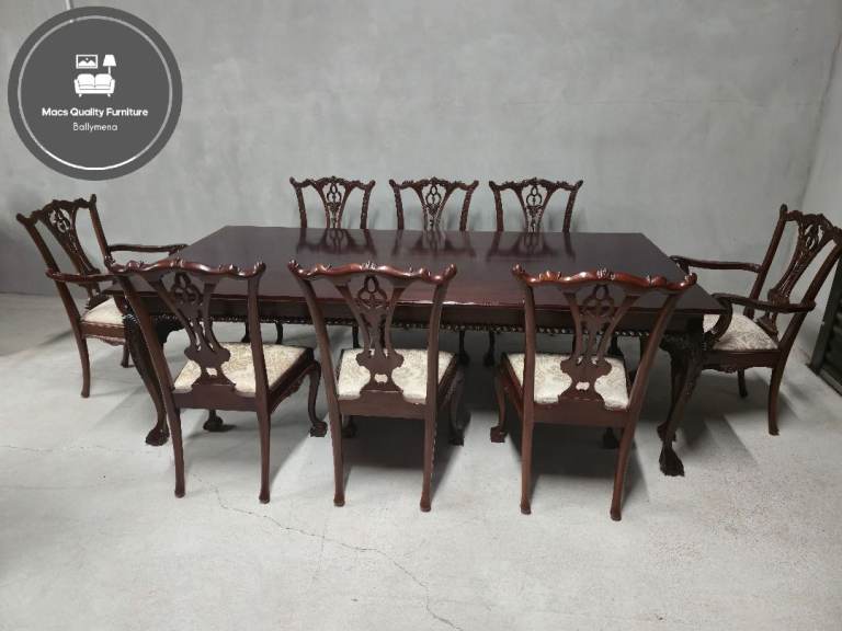 Beautiful Large Chippendale Style Table & Chairs On Ball & Claw Feet 