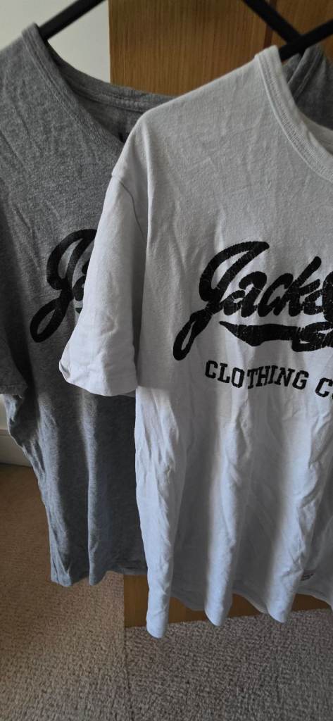 image for Jack and Jones white + grey men t-shirts large