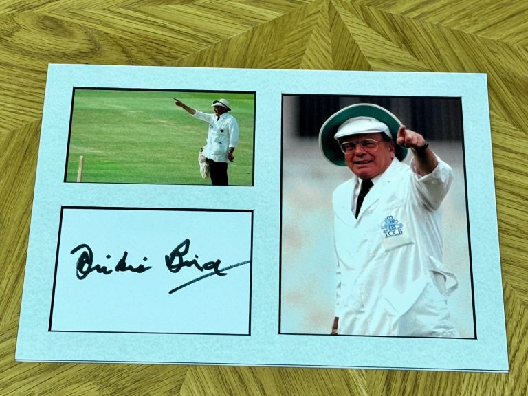 Dickie Bird Signed Cricket Memorabilia with COA