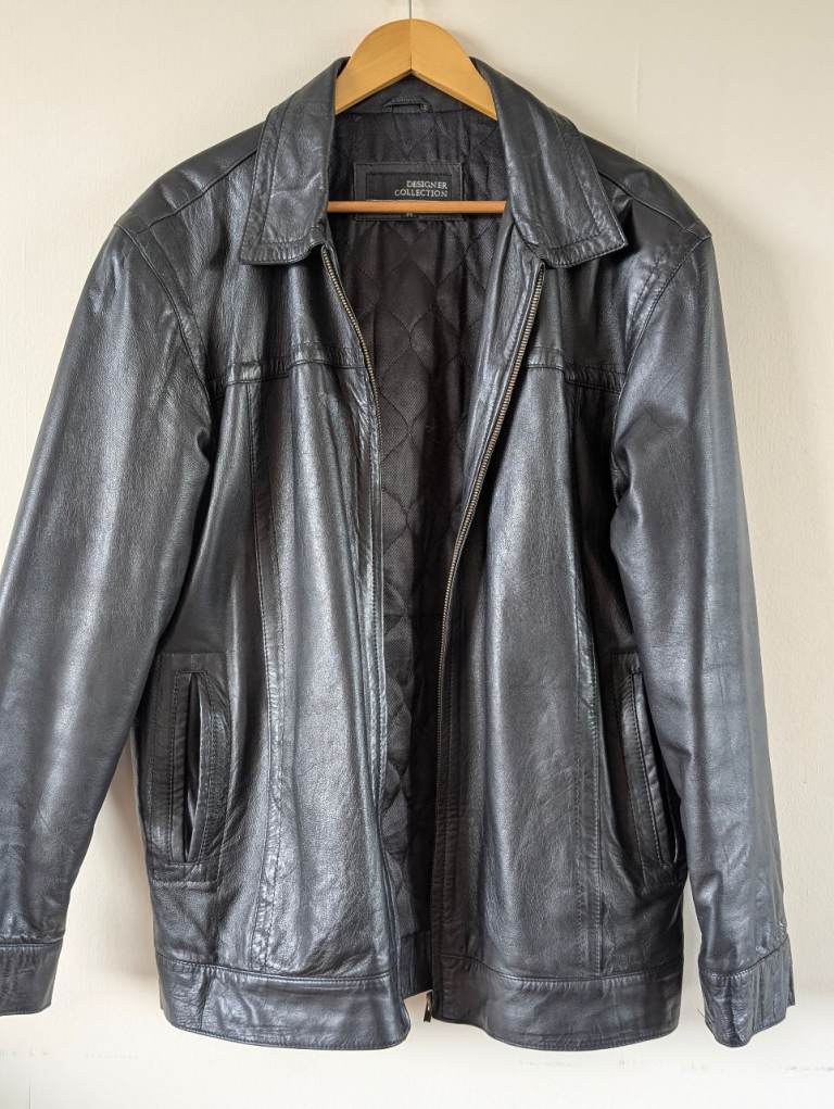 Men's Black Leather Box Jacket – Good Condition