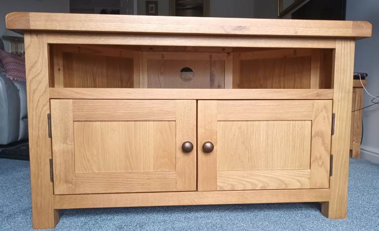 Oak TV Corner Cabinet