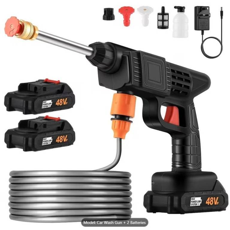 Cordless Car Pressure Washer Water High Power Jet Wash Cleaner Portable Gun Charger and 2 Batteries