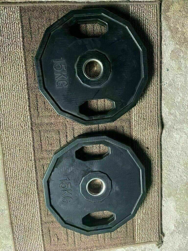 2x15kg (30kg in total) brand new, barbell and other weights also available