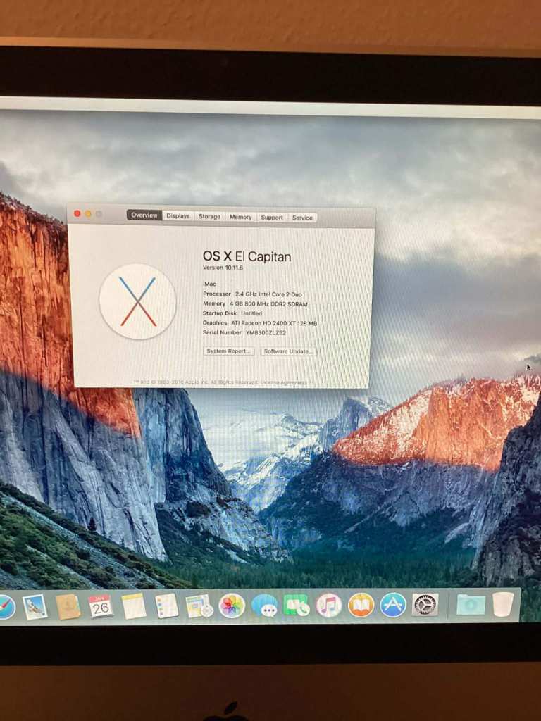 Apple iMac 20" desktop computer All-in-one Core 2 Duo 2.4GHZ 4GB