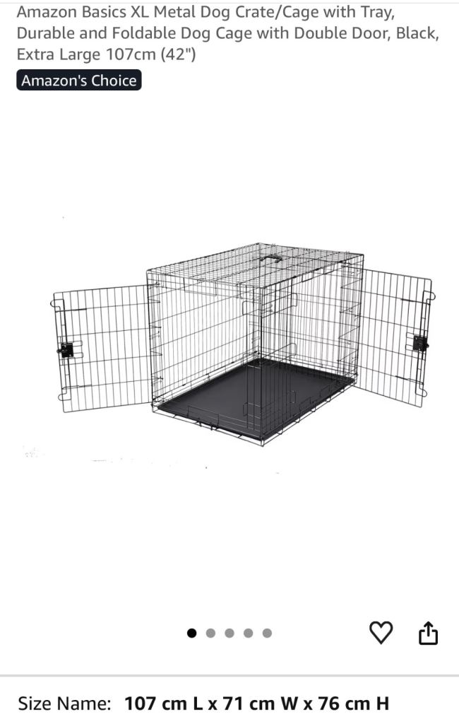XL dog crate cage. Great condition. Two doors. Folds down for storage. 
