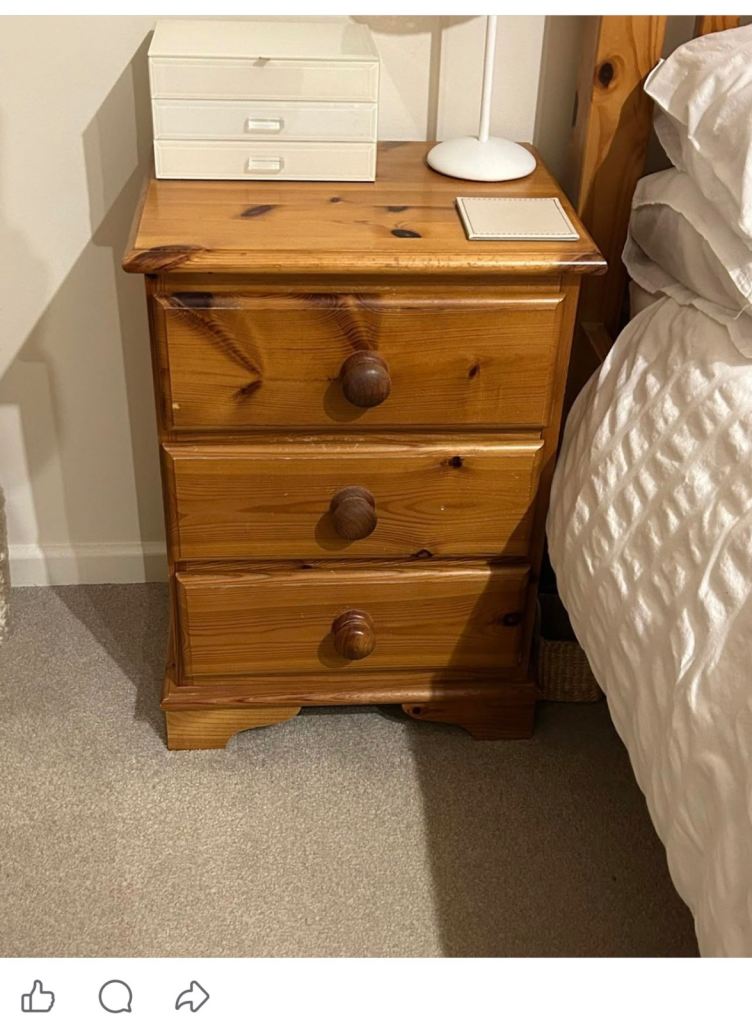 2 solid pine bedside units 