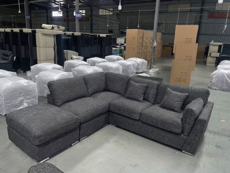Dylan corner sofa, available in grey or black, cash on delivery