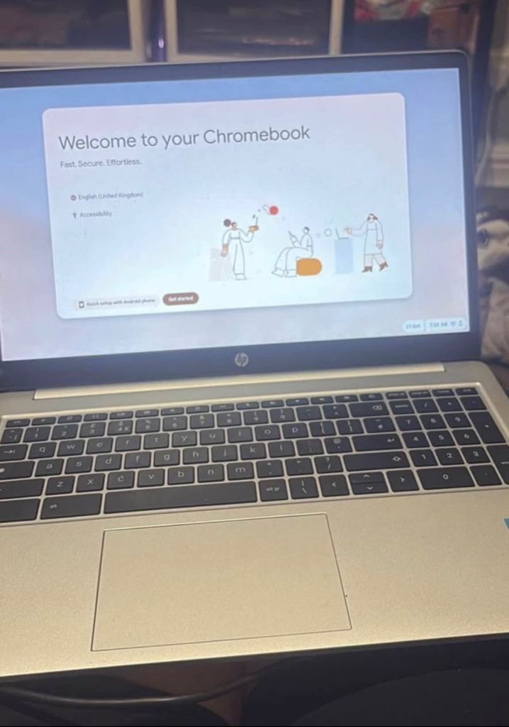 HP Chromebook Laptop – Silver, Good Condition
