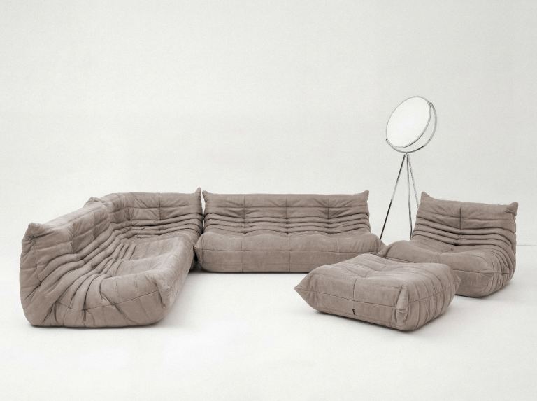 LIGNE ROSET 5 PIECE TOGO SOFA IN WARM GREY MICROFIBRE [950]
