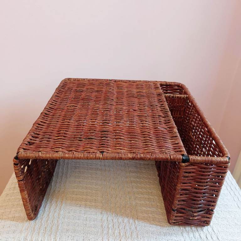 Vintage Rattan Wicker Desk Tidy Organiser