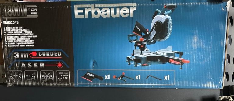 ERBAUER EMIS254S 254MM ELECTRIC DOUBLE-BEVEL SLIDING MITRE SAW 220-240V