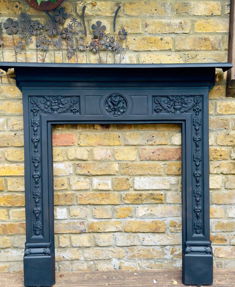Antique cast iron fireplace, surround perfect for wood burner 