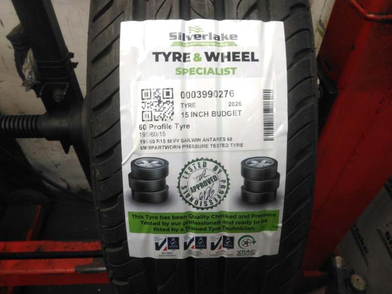 195 60 R15 88vv Sailwin Antares 68 6mmpartworn Pressure Tested Tyre