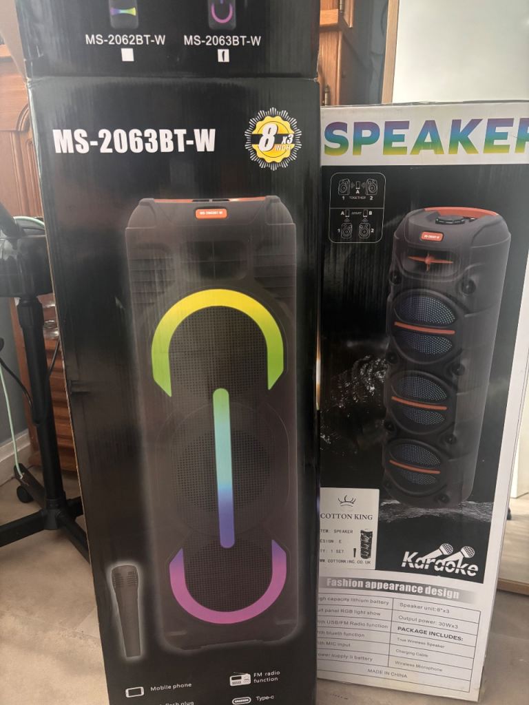 MS-2063BT-W Portable Bluetooth Speaker with Karaoke Mic – As Good As New