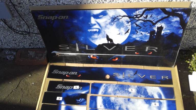 Snap On Tools Retro 40" Stack Roll Cab Chest Decals Vampire Silver theme
