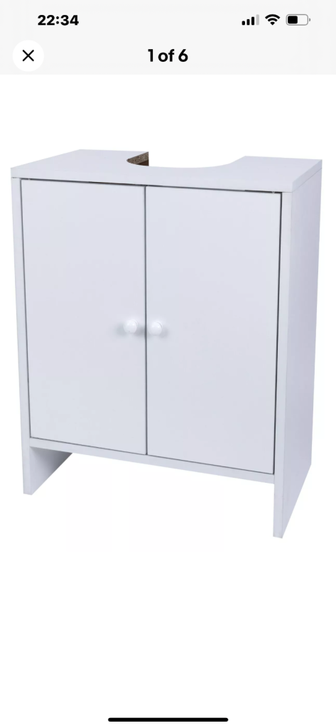 image for Bathroom Sink Cabinet Under Basin Unit Cupboard 2 Door Storage Furniture White
