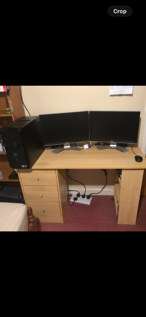 Pair of Dell 20-inch HD Monitors with PC desktop computer i5 3.2GHz with SSD AND HDD included 