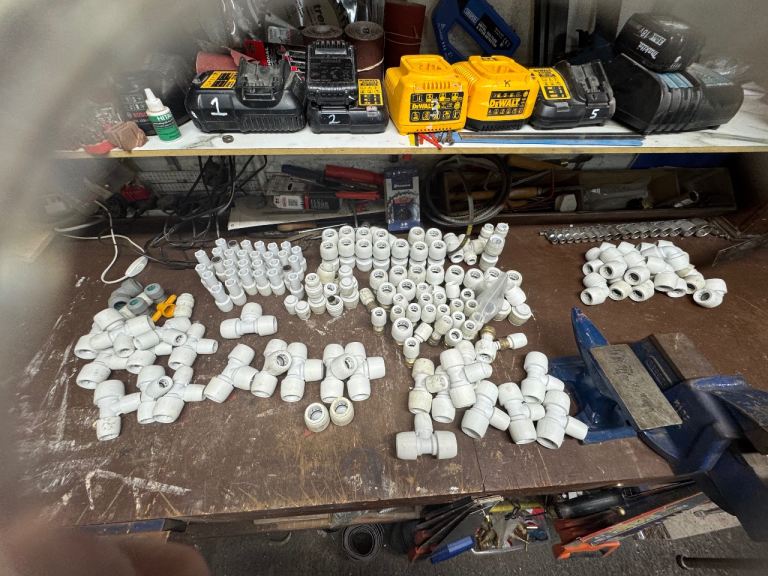Various plumbing fittings - braided hoses all new mostly.hep20 