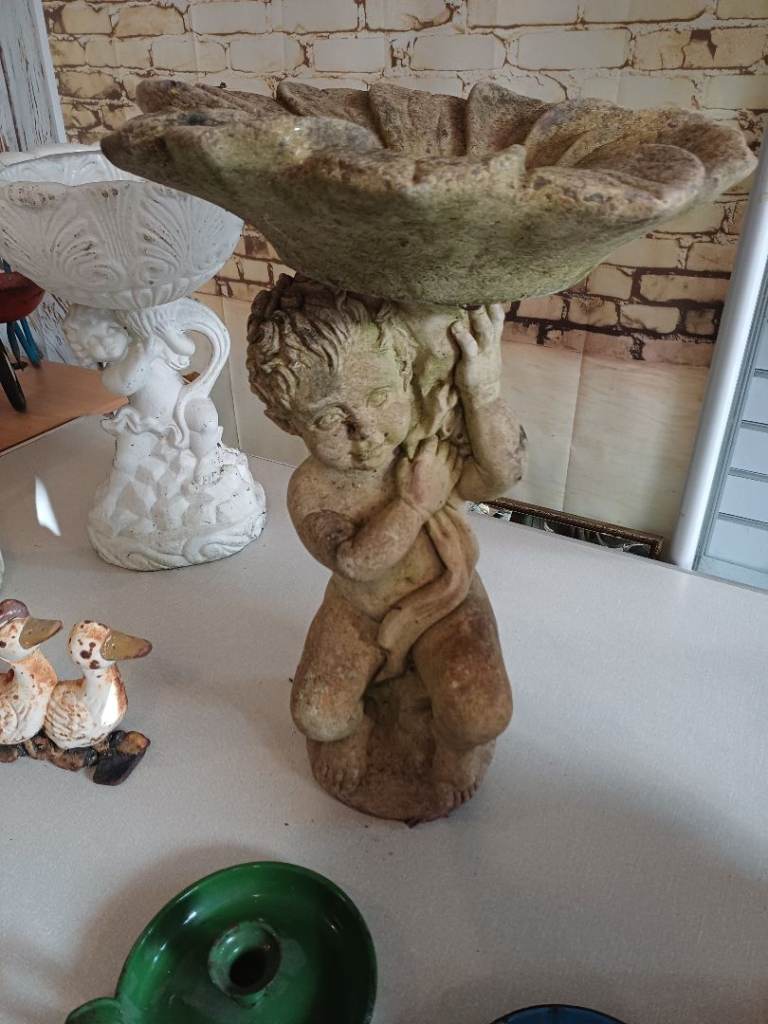 Garden bird bath weatherd 