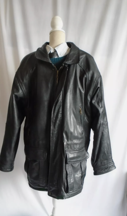 The Great Seal Of The States Of Oklahoma Vintage Mens Leather Jacket Black XXL