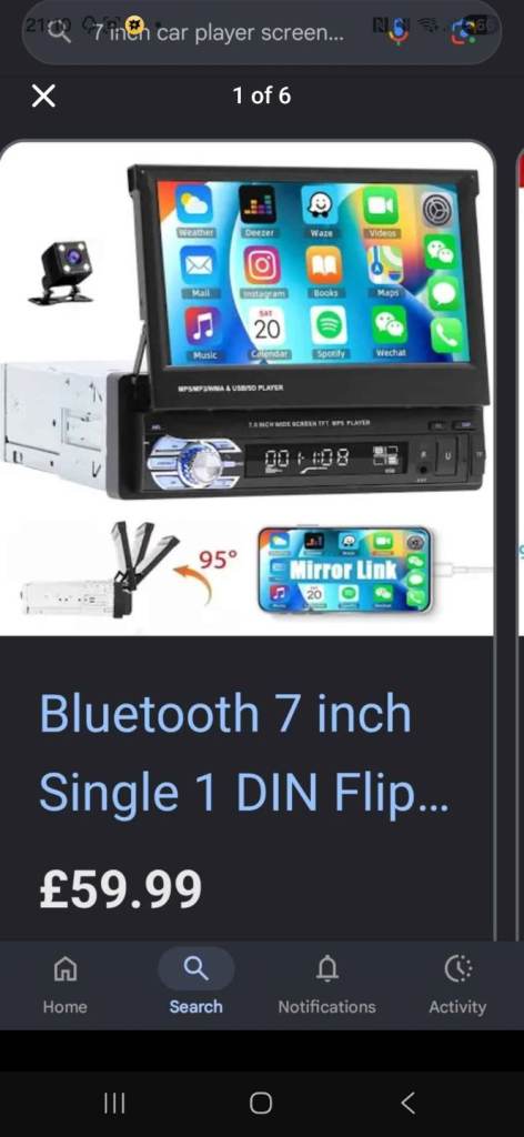 Car player with 7 inch screen flip out