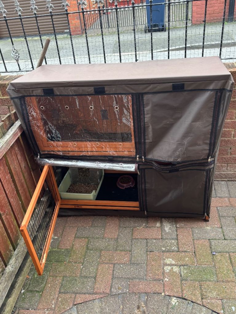 Rabbit, hutch with cover & hutch with run