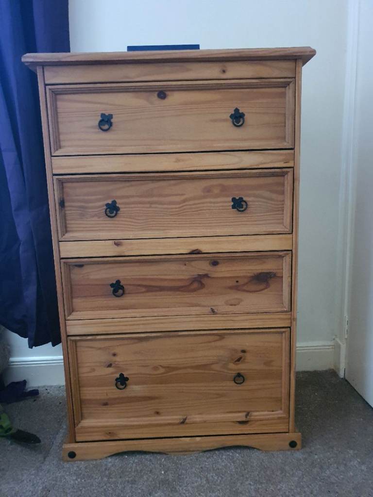 Pair pine chest drawers