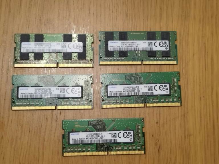 Samsung 16gb PC4-3200AA memory RAM x 5 modules fully tested
