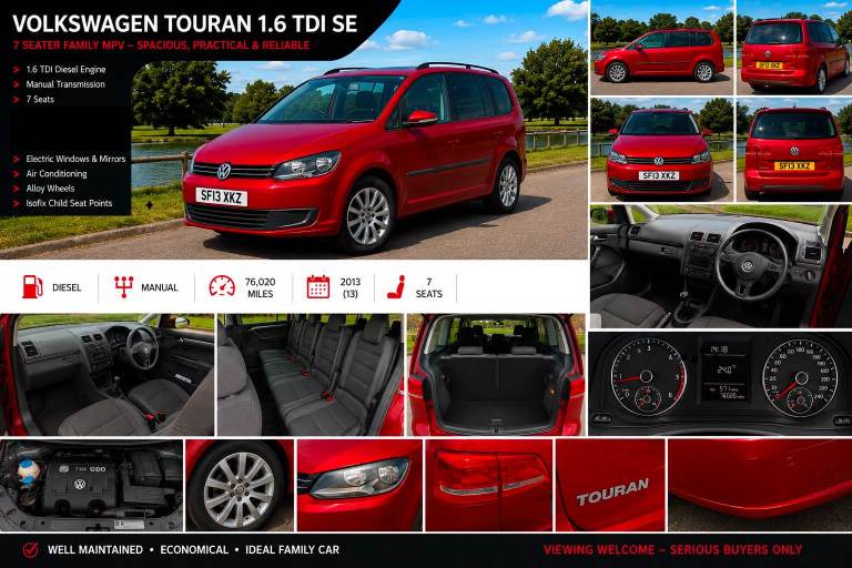 Volkswagen, TOURAN, MPV, 2013, Manual, 1598 (cc), 5 doors