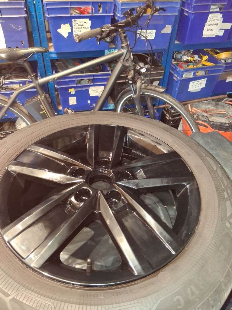 Vw transporter alloy wheels and tyres gloss black.load rated 
