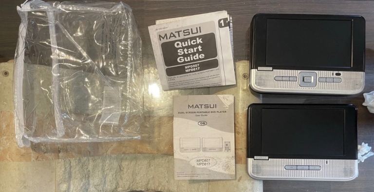 Matsui 7" MDP807 MPD817 Twin Dual LCD Screen Portable In Car DVD Player