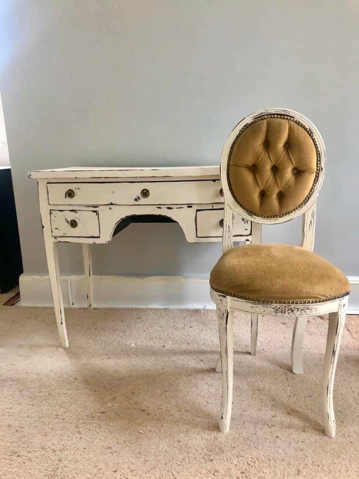 Antique desk/dressing table & matching chair