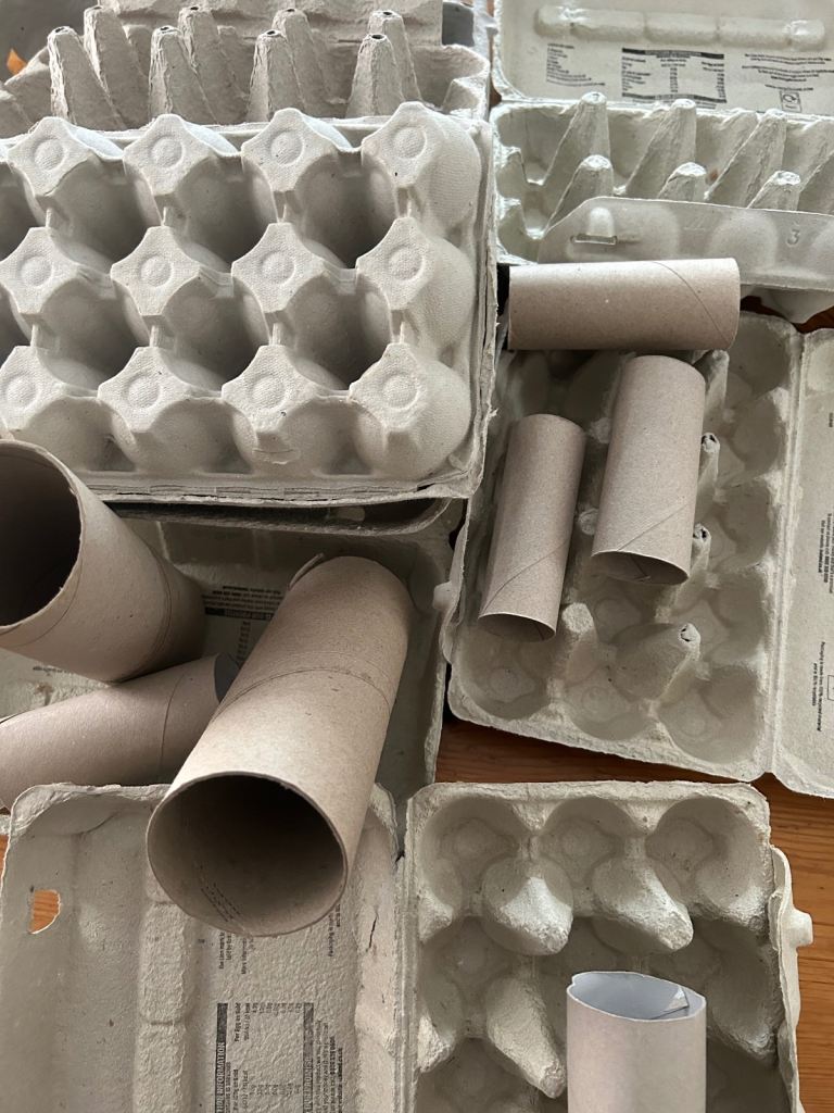 Cardboard Egg Boxes 15p Each & Toilet Rolls Tubes 10p Each for Arts & Crafts.