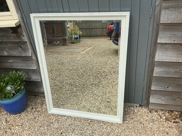 Large White Bevelled Mirror