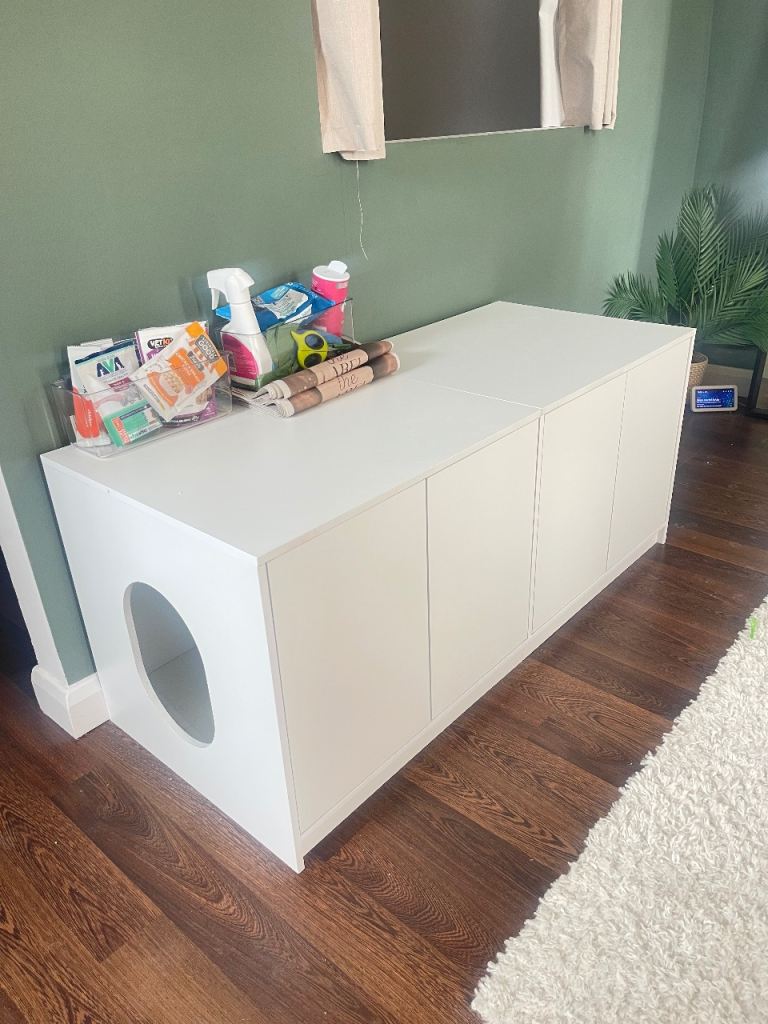 Cat Litter Box Enclosure for 2 Cats, Hidden Litter Box Furniture 