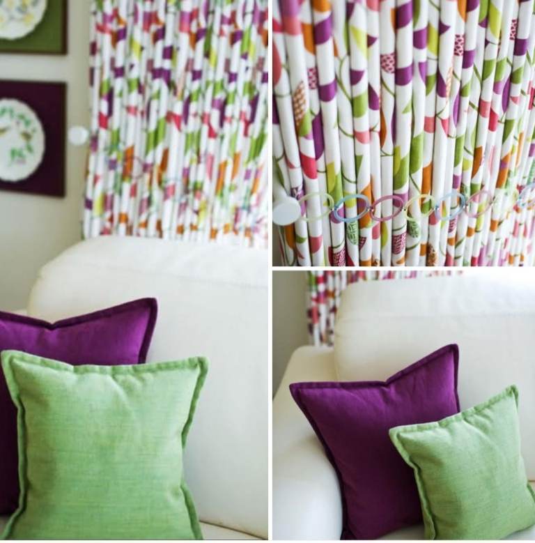 Custom made curtain with lining and pull down blinds. 