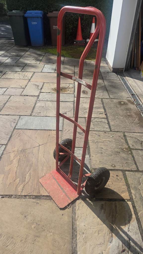 Sturdy Red Metal Sack Truck with Pneumatic Wheels