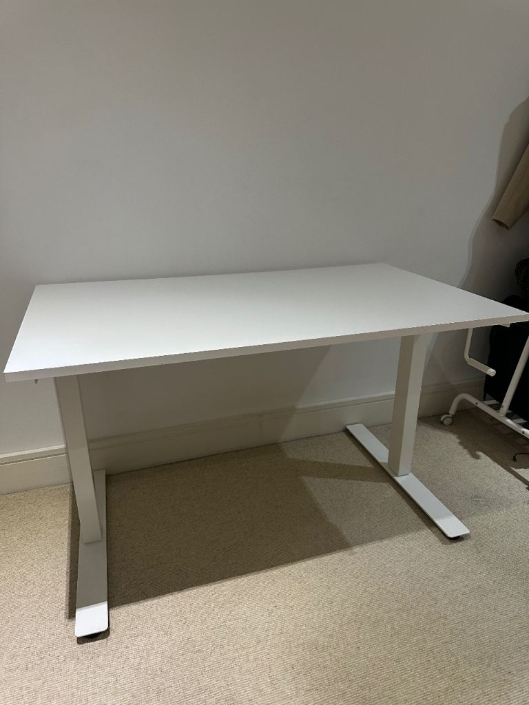 Adjustable White Office Desk – Good Condition