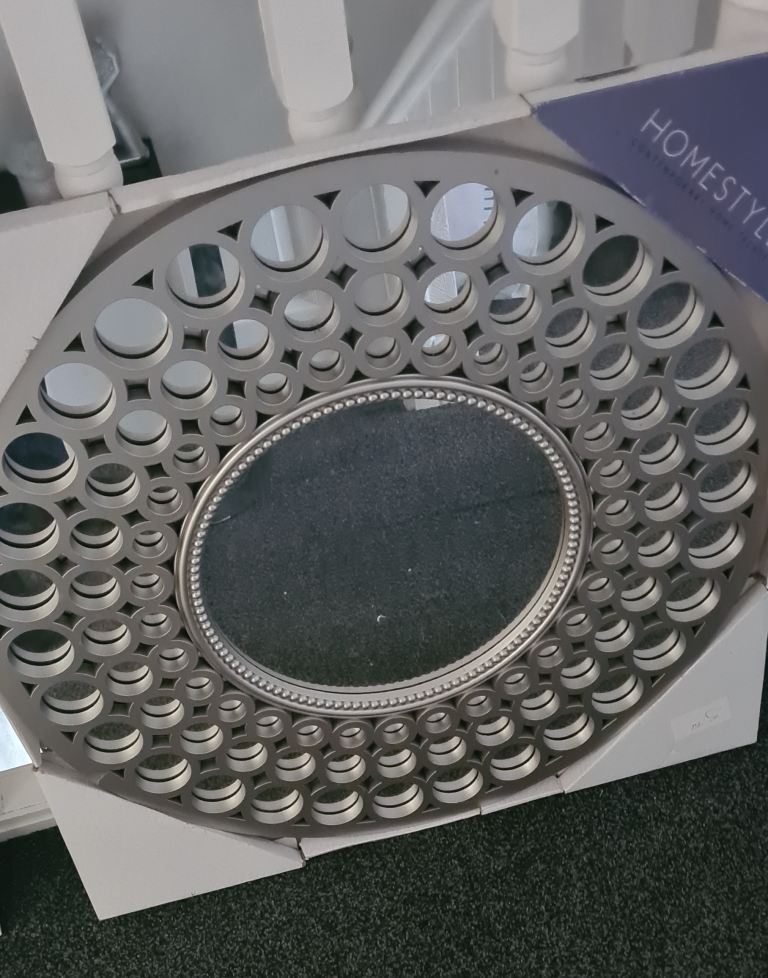 New Homestyle Silver Circular Mirror with Bubble Design